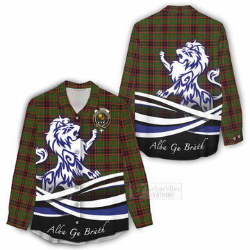 Tartan Vibes Clothing Buchan Tartan Women's Casual Shirt with Alba Gu Brath Regal Lion Emblem