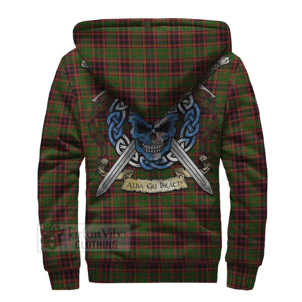 Tartan Vibes Clothing Buchan Tartan Sherpa Hoodie with Family Crest Celtic Skull Style