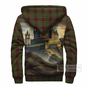 Buchan Tartan Family Crest Sherpa Hoodie with Scottish Ancient Castle Style