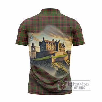 Buchan Tartan Family Crest Zipper Polo Shirt with Scottish Ancient Castle Style