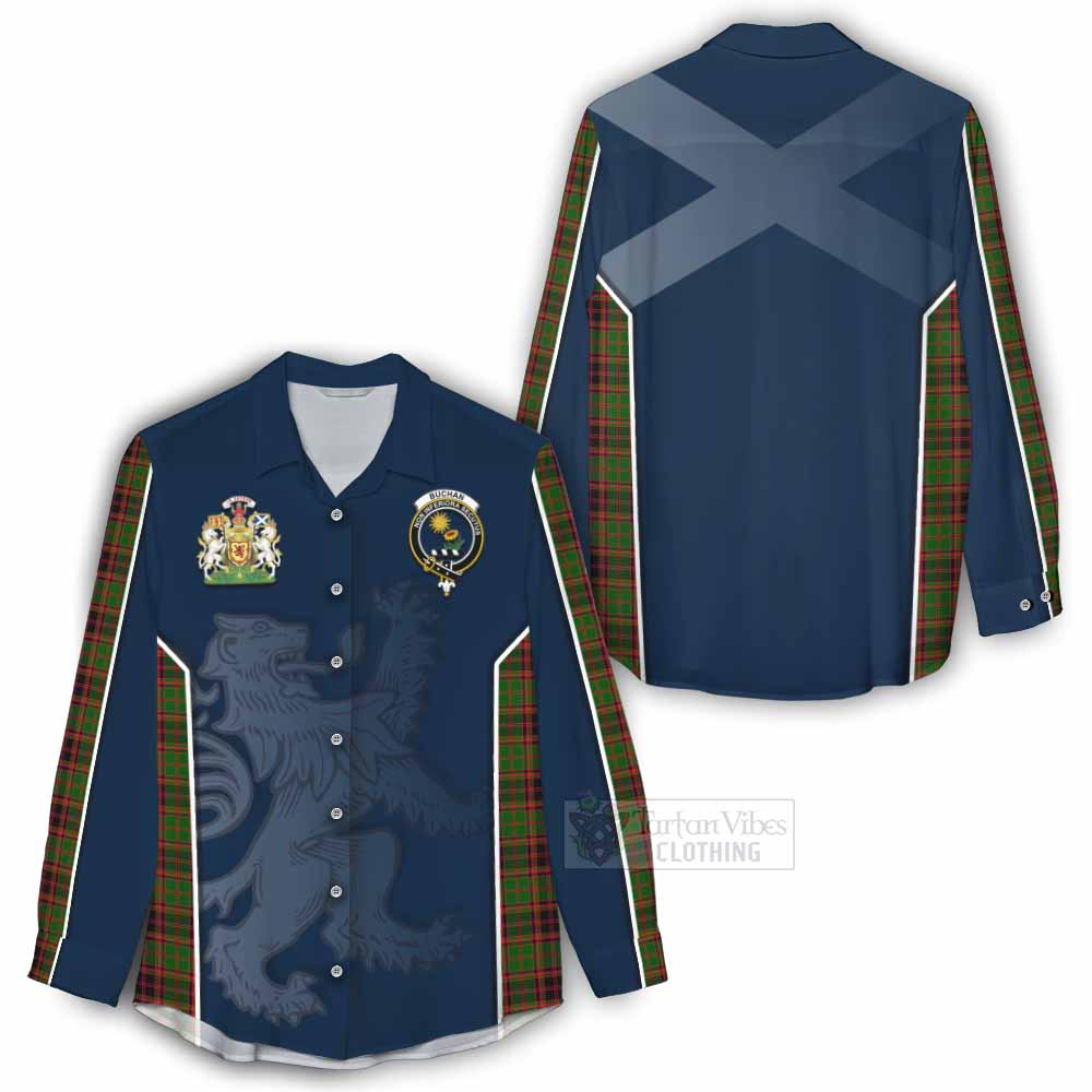 Tartan Vibes Clothing Buchan Tartan Women's Casual Shirt with Family Crest and Lion Rampant Vibes Sport Style
