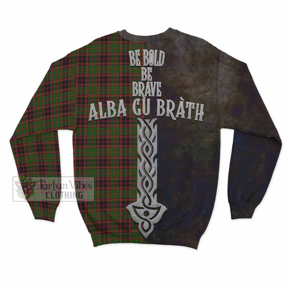 Tartan Vibes Clothing Buchan Tartan Family Crest Sweatshirt Alba Gu Brath Be Brave Lion Ancient Style