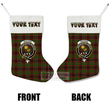 Buchan Tartan Family Crest Christmas Stocking with Personalized Text