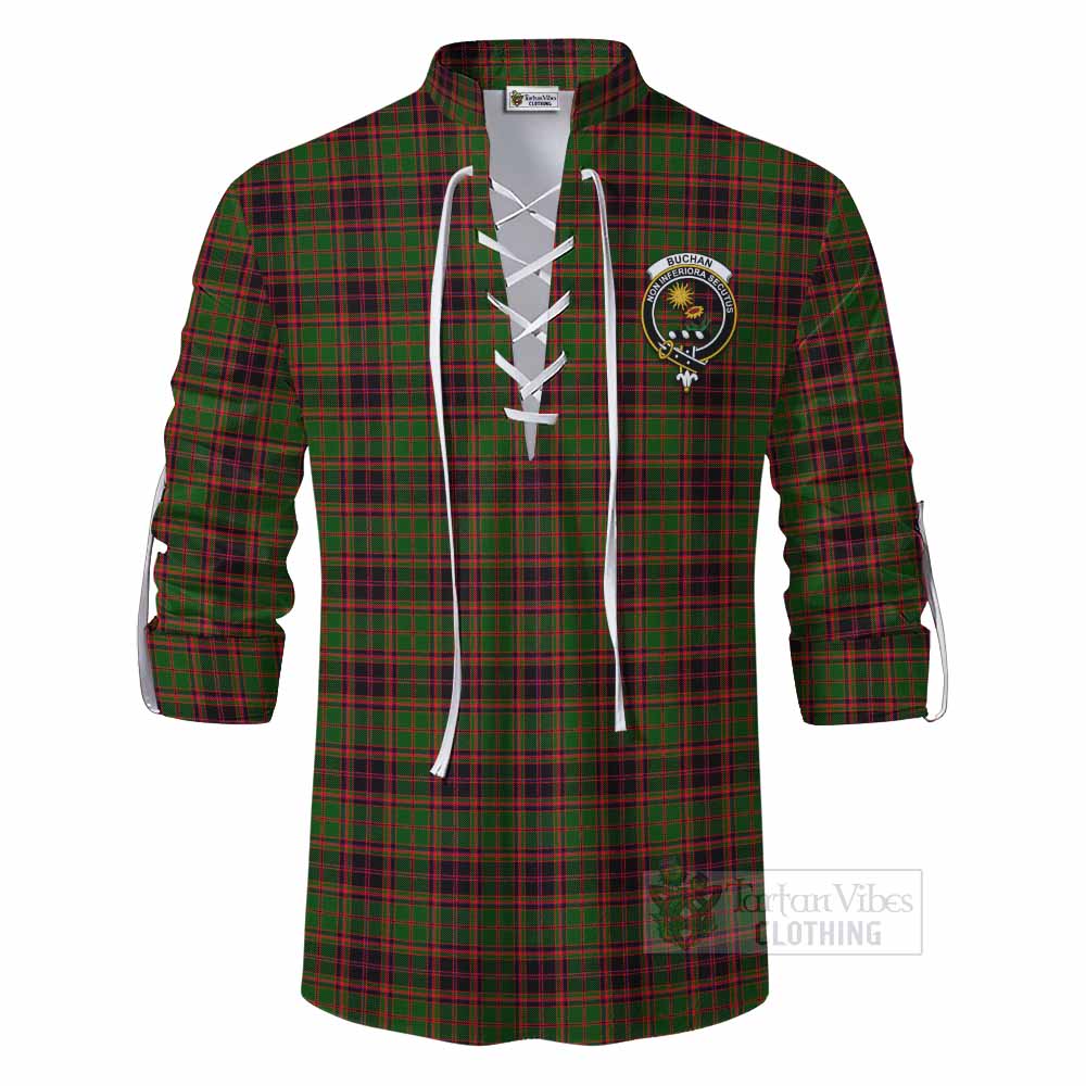 Tartan Vibes Clothing Buchan Tartan Ghillie Kilt Shirt with Family Crest DNA In Me Style
