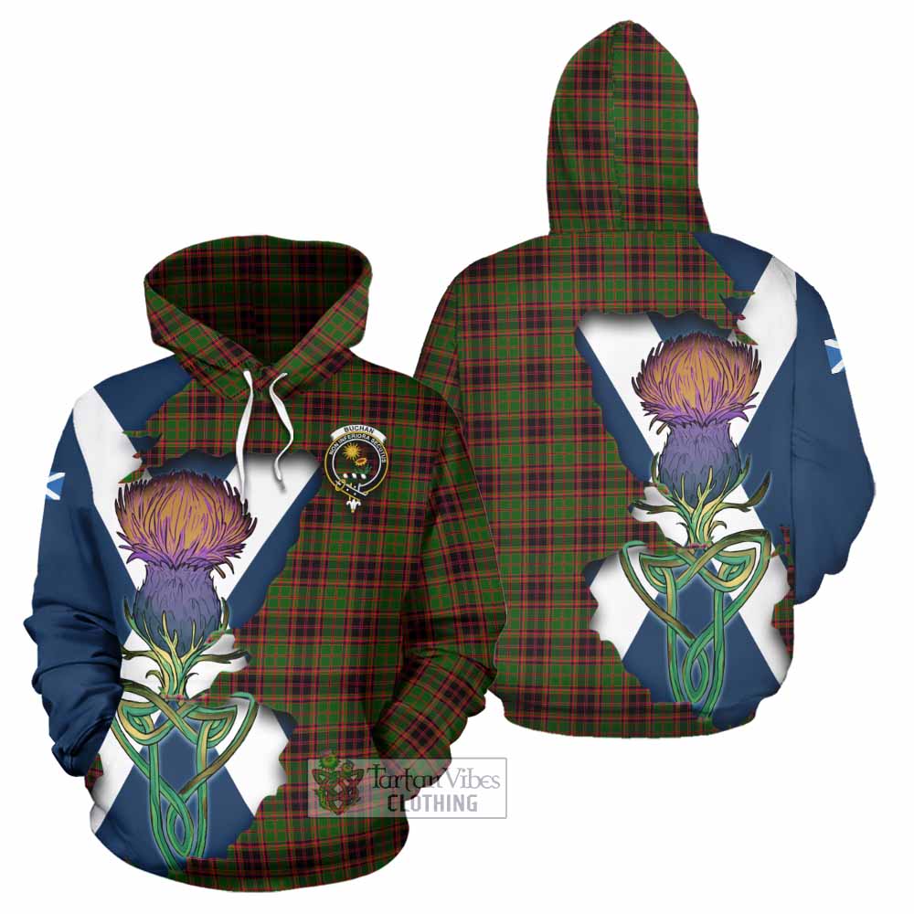 Tartan Vibes Clothing Buchan Tartan Family Crest Hoodie Scottish Thistle Celtic Inspired