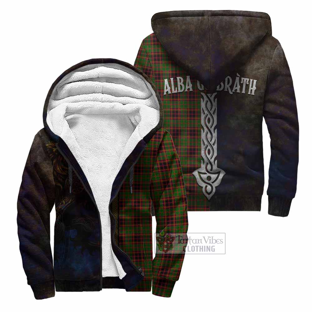 Tartan Vibes Clothing Buchan Tartan Family Crest Sherpa Hoodie Alba Gu Brath Be Brave Lion Ancient Style