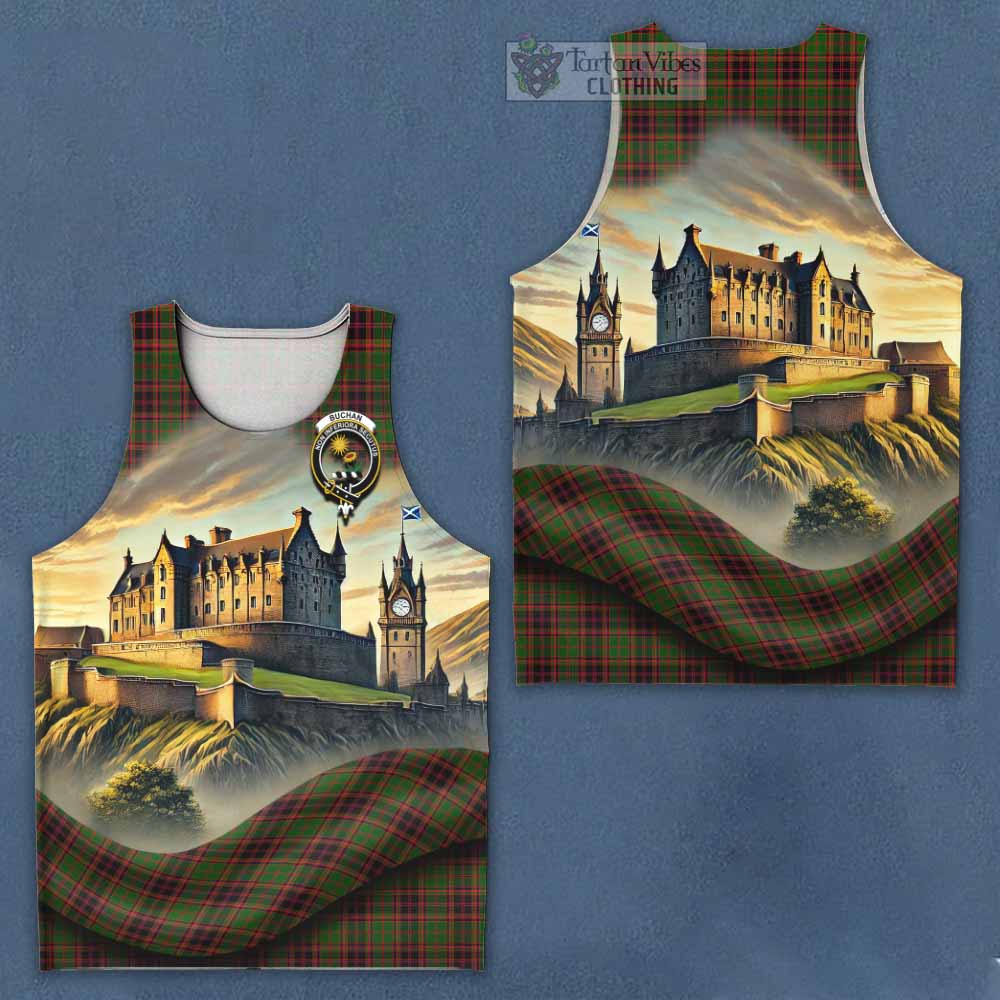 Tartan Vibes Clothing Buchan Tartan Family Crest Men's Tank Top with Scottish Ancient Castle Style