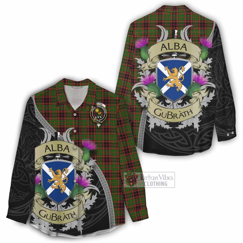 Tartan Vibes Clothing Buchan Tartan Family Crest Women's Casual Shirt Lion Rampant Royal Thistle Shield Celtic Inspired