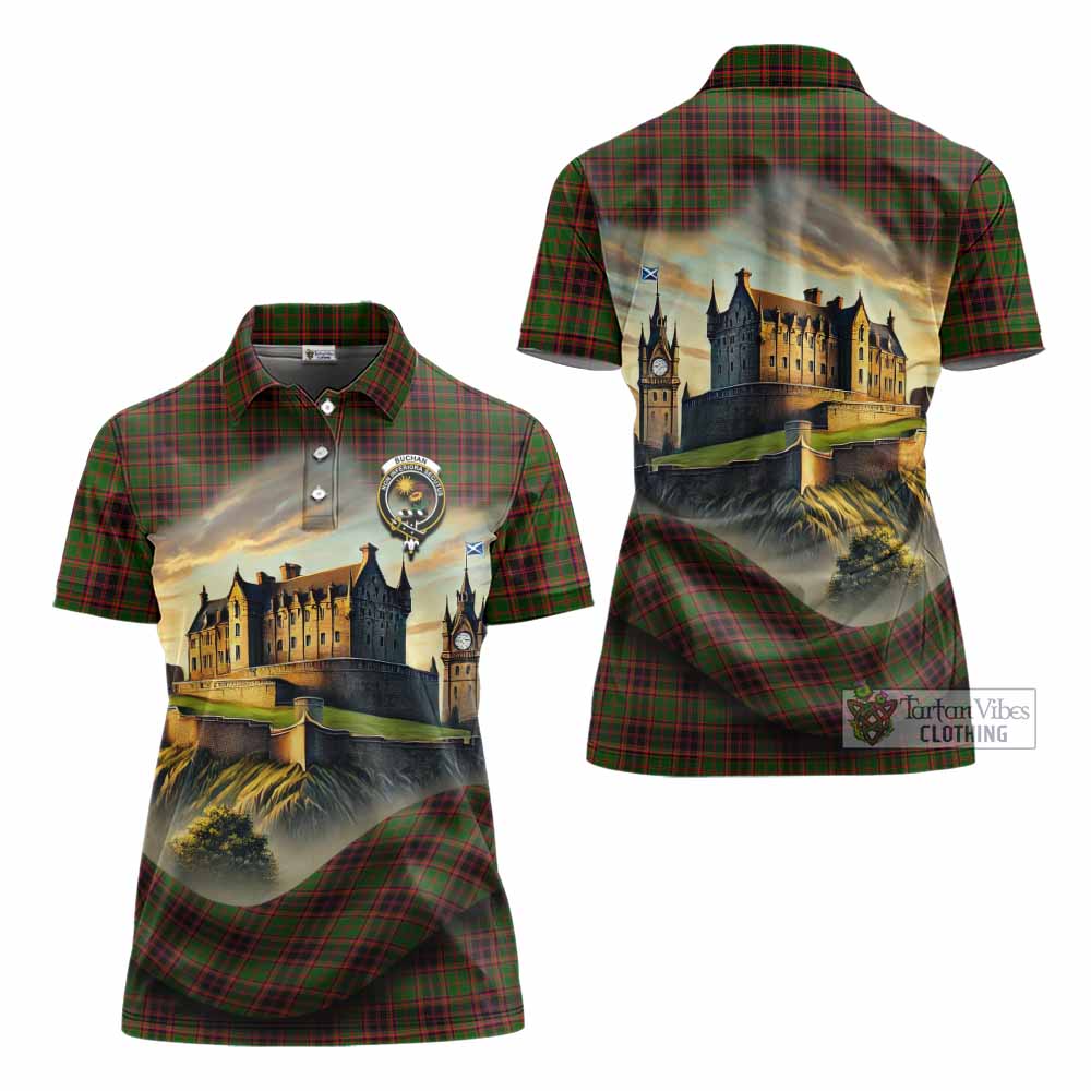 Tartan Vibes Clothing Buchan Tartan Family Crest Women's Polo Shirt with Scottish Ancient Castle Stype