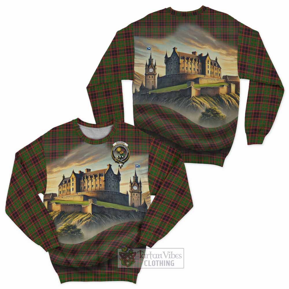 Tartan Vibes Clothing Buchan Tartan Family Crest Sweatshirt with Scottish Ancient Castle Style