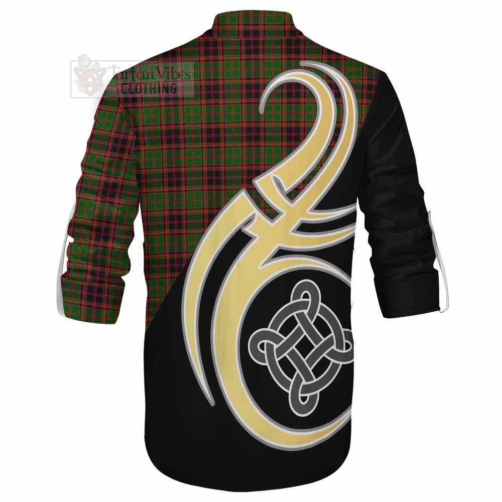 Tartan Vibes Clothing Buchan Tartan Ghillie Kilt Shirt with Family Crest and Celtic Symbol Style