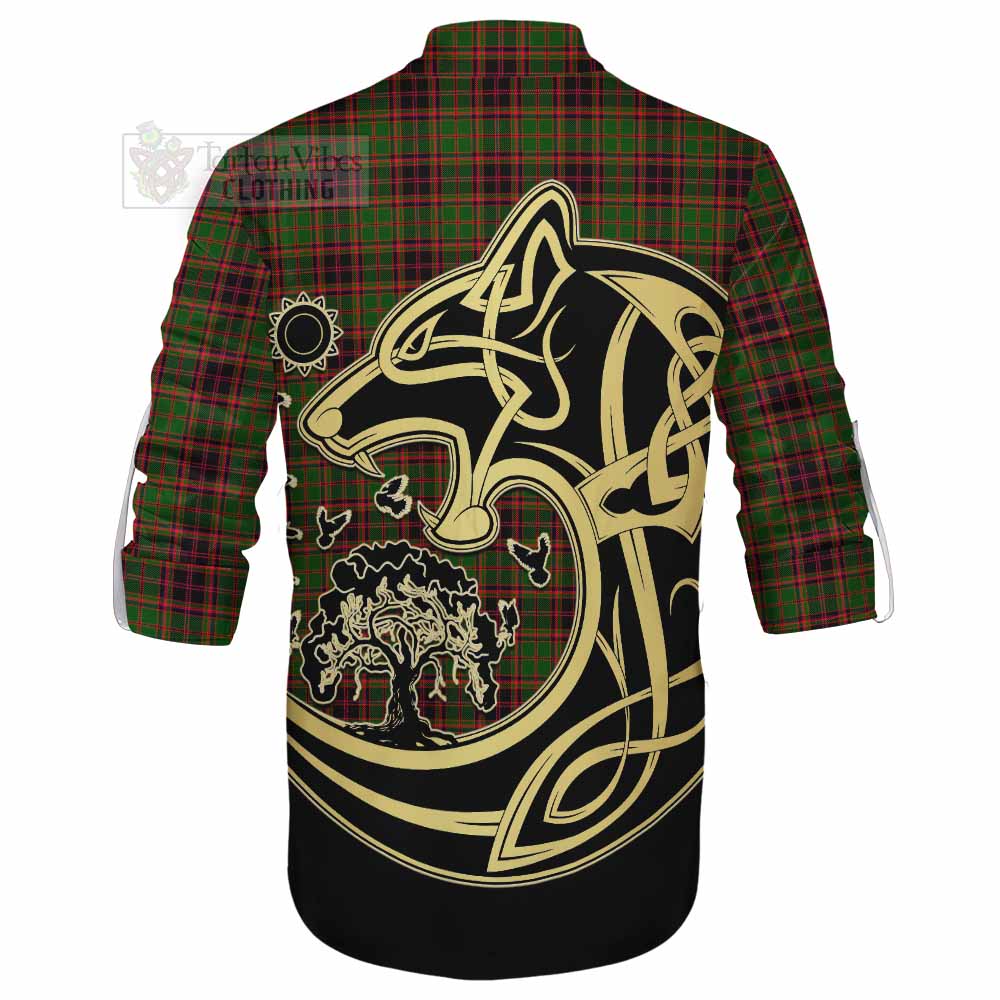 Tartan Vibes Clothing Buchan Tartan Ghillie Kilt Shirt with Family Crest Celtic Wolf Style