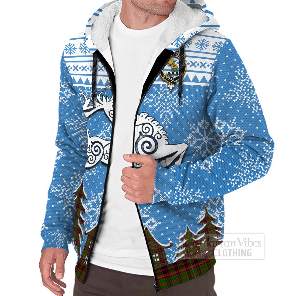 Tartan Vibes Clothing Buchan Clan Christmas Sherpa Hoodie Celtic Reindeer Style
