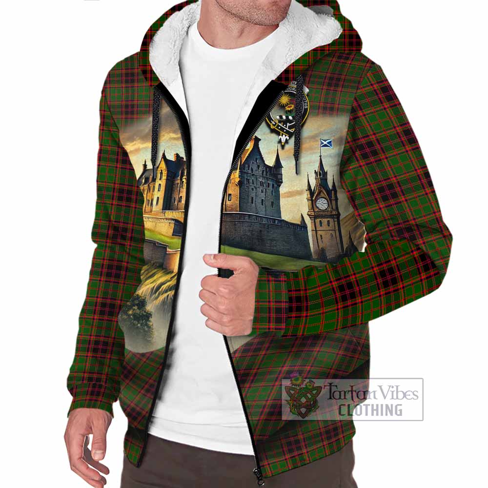 Tartan Vibes Clothing Buchan Tartan Family Crest Sherpa Hoodie with Scottish Ancient Castle Style