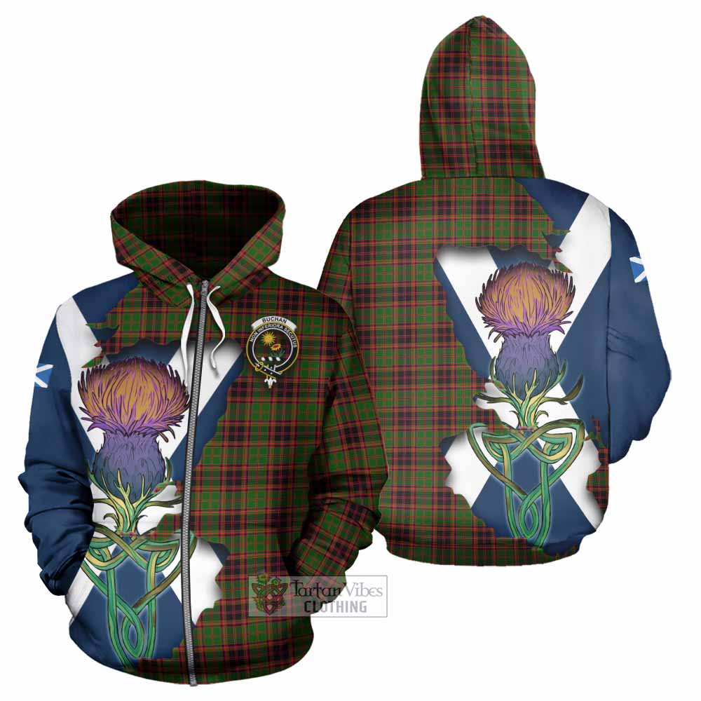 Tartan Vibes Clothing Buchan Tartan Family Crest Hoodie Scottish Thistle Celtic Inspired