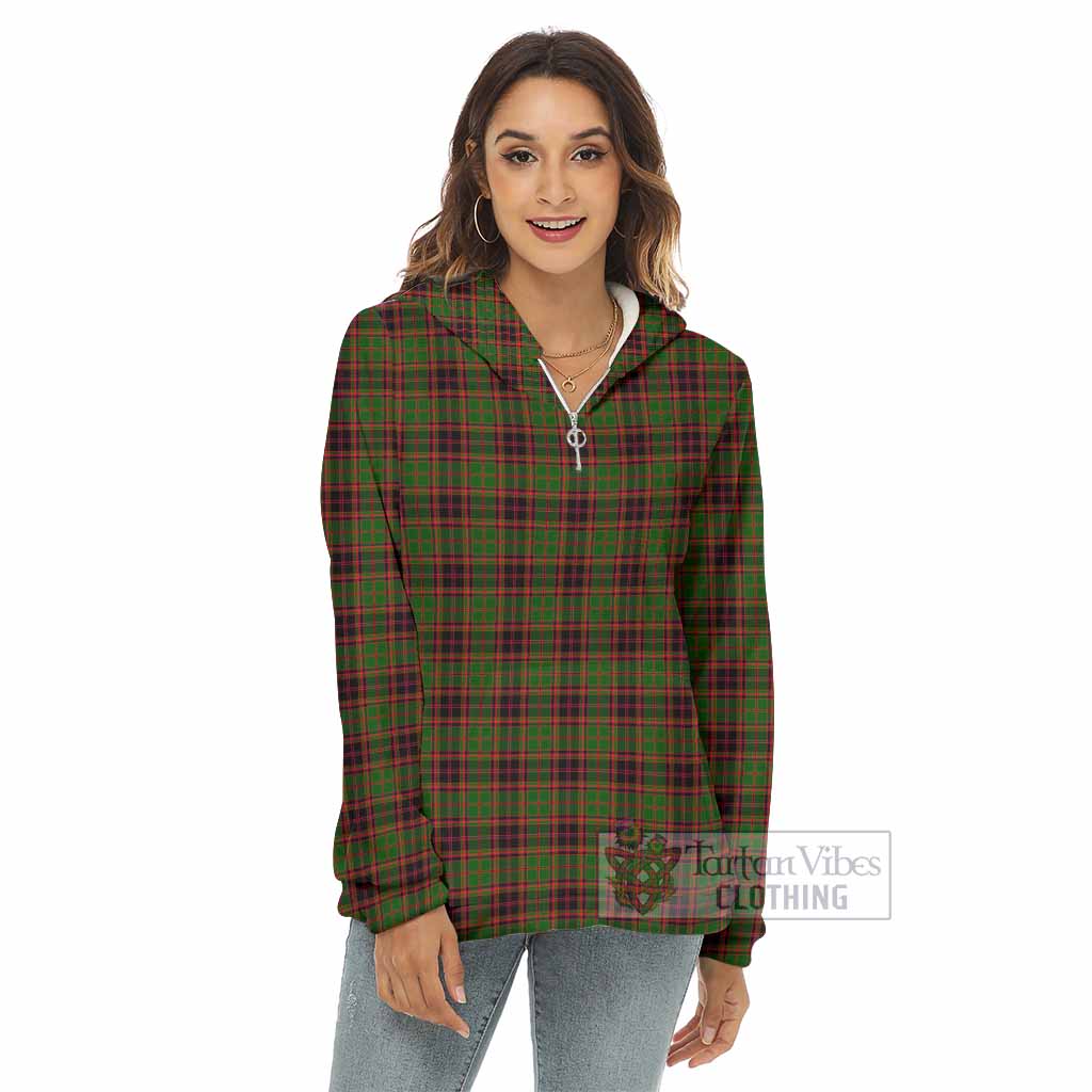 Tartan Vibes Clothing Buchan Tartan Women's Borg  Half Zip Fleece Hoodie