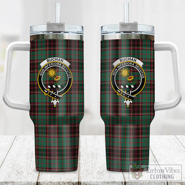 Buchan Ancient Tartan and Family Crest Tumbler with Handle