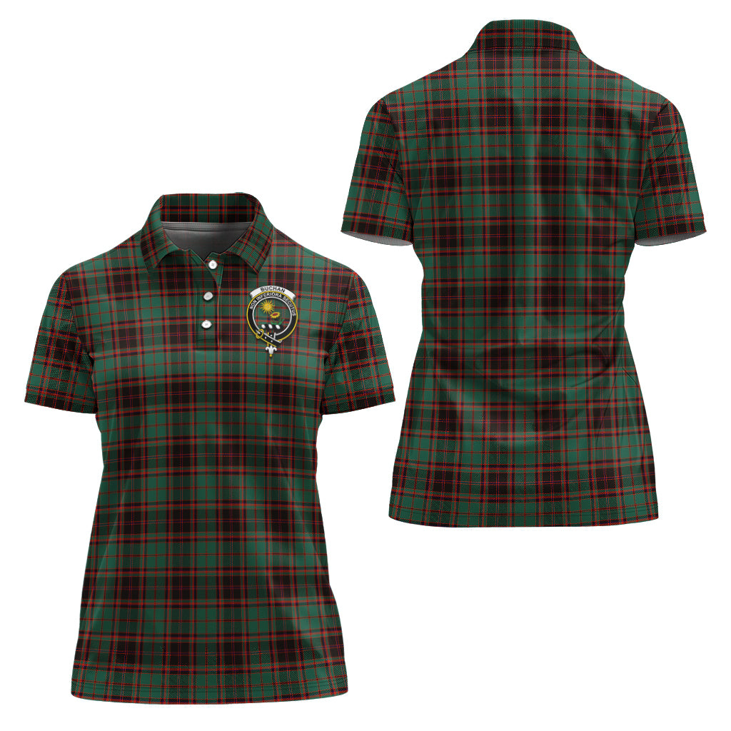 Buchan Ancient Tartan Polo Shirt with Family Crest For Women Women - Tartanvibesclothing