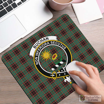 Buchan Ancient Tartan Mouse Pad with Family Crest