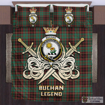 Buchan Ancient Tartan Bedding Set with Clan Crest and the Golden Sword of Courageous Legacy