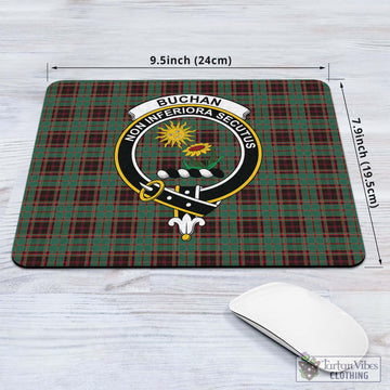 Buchan Ancient Tartan Mouse Pad with Family Crest