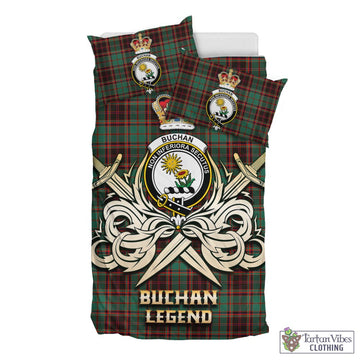 Buchan Ancient Tartan Bedding Set with Clan Crest and the Golden Sword of Courageous Legacy