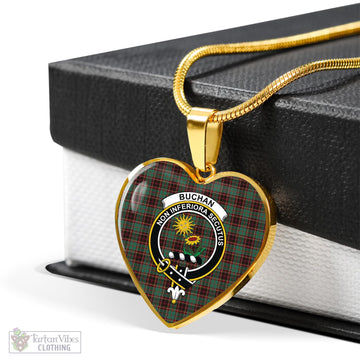 Buchan Ancient Tartan Heart Necklace with Family Crest