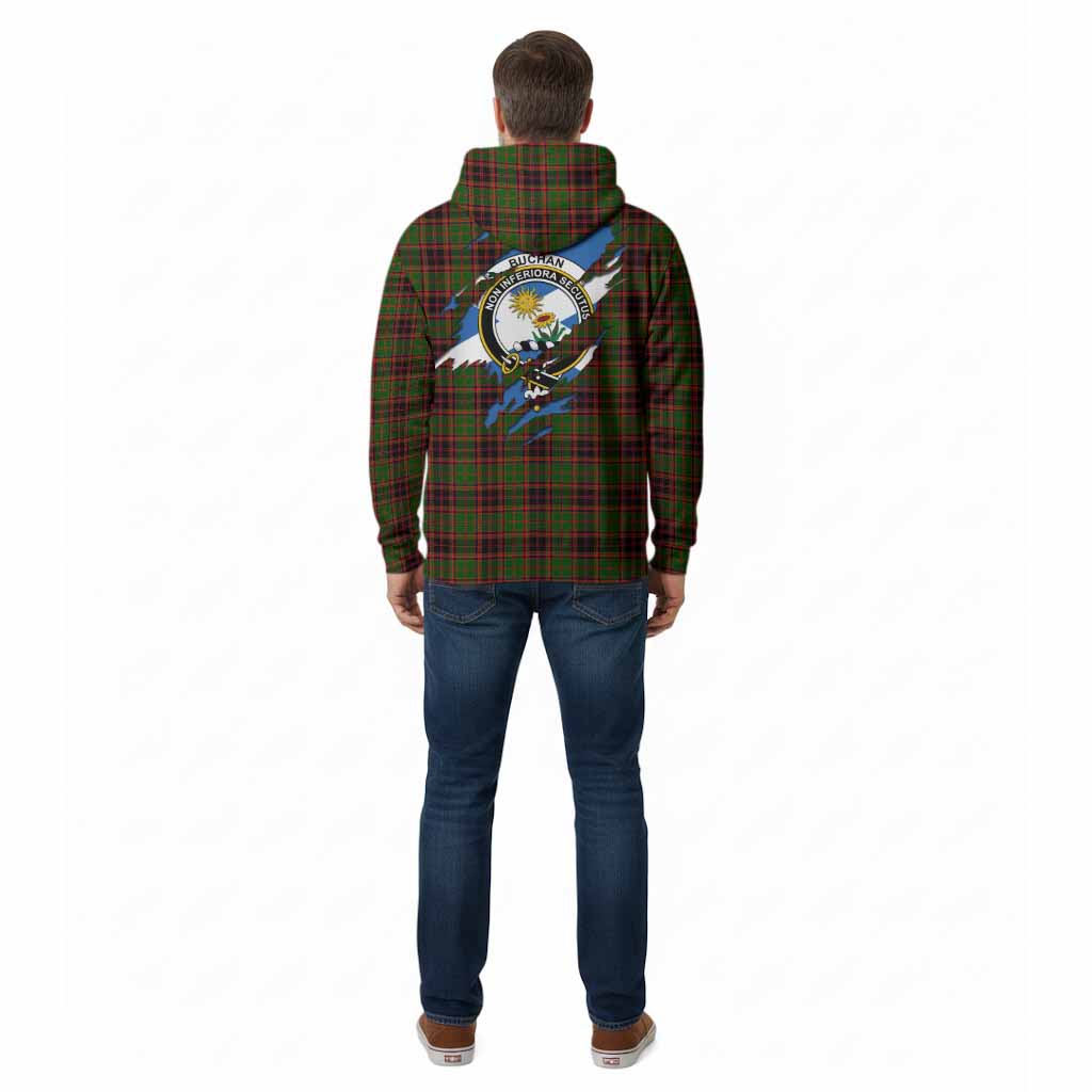 Buchan Clan Crest In Me Tartan Cotton Hoodie Scotland Flag Style
