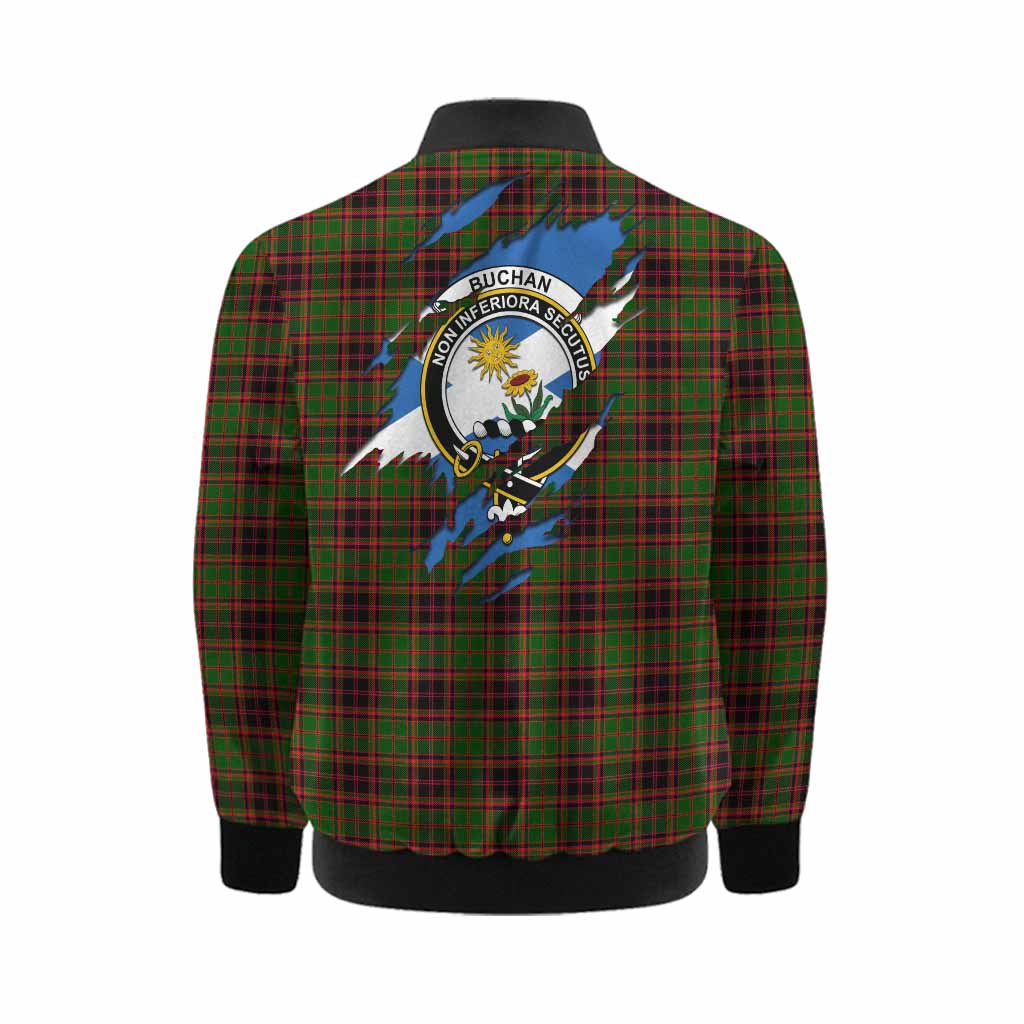 Buchan Clan Crest In Me Tartan Kid Bomber Jacket Scotland Flag Style