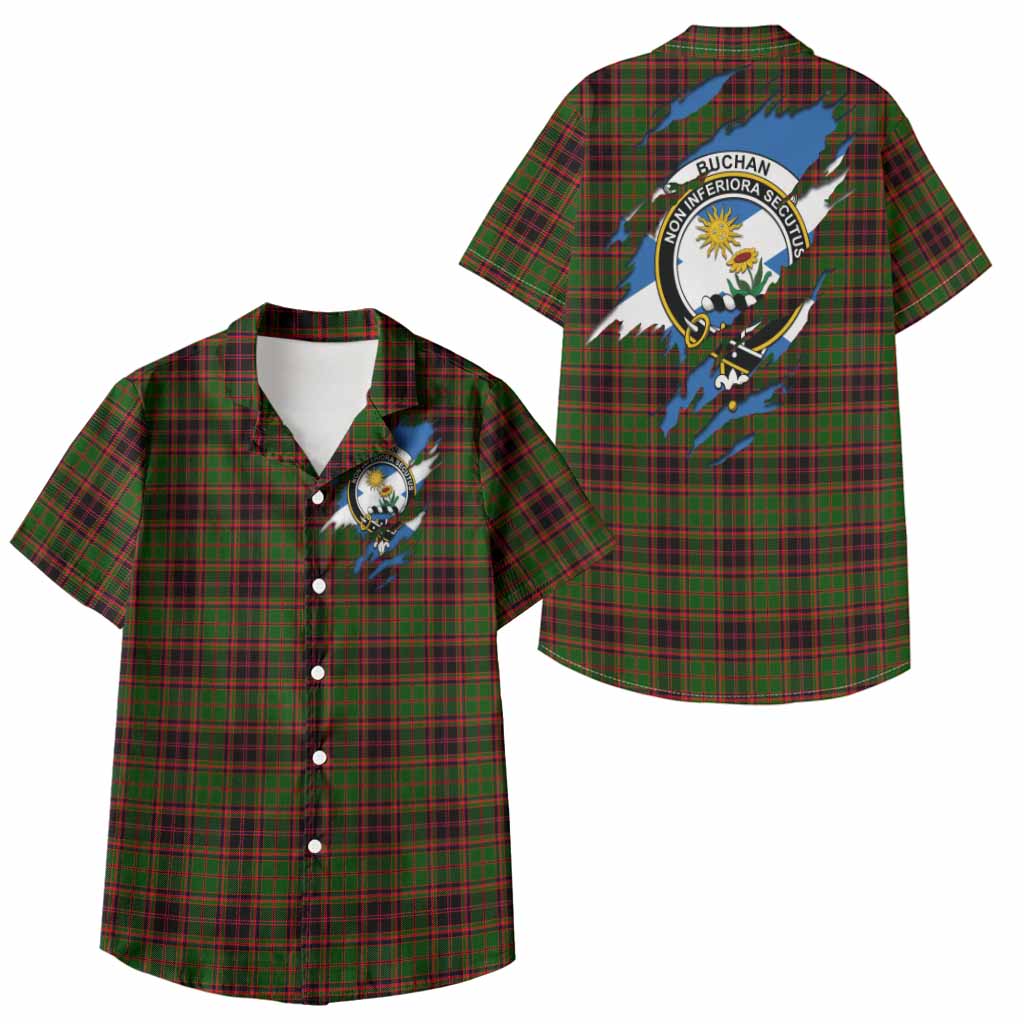 Buchan Clan Crest In Me Tartan Kid Hawaiian Shirt Scotland Flag Style