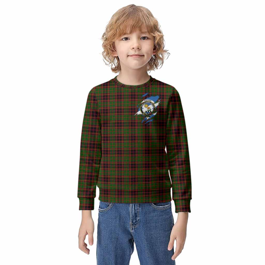 Buchan Clan Crest In Me Tartan Kid Knitted Sweatshirt Scotland Flag Style