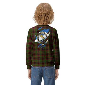 Buchan Clan Crest In Me Tartan Kid Knitted Sweatshirt Scotland Flag Style