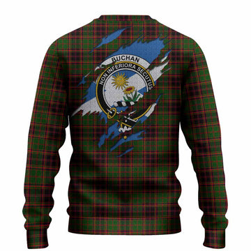Buchan Clan Crest In Me Tartan Knitted Sweater Scotland Flag Style