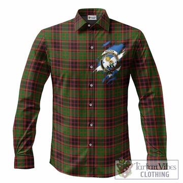Buchan Clan Crest In Me Tartan Long Sleeve Button Shirts Scotland Flag Style