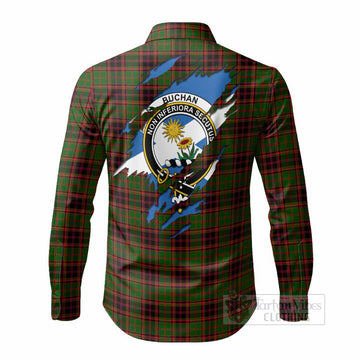 Buchan Clan Crest In Me Tartan Long Sleeve Button Shirts Scotland Flag Style
