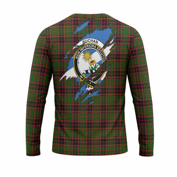 Buchan Clan Crest In Me Tartan Long Sleeve T-Shirt Scotland Flag Style