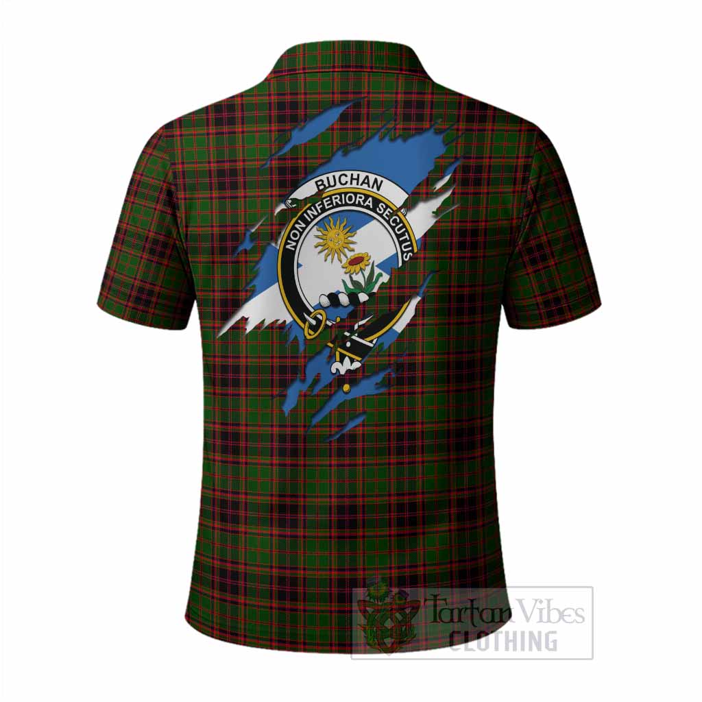 Buchan Clan Crest In Me Tartan Polo Shirt Scotland Flag Style