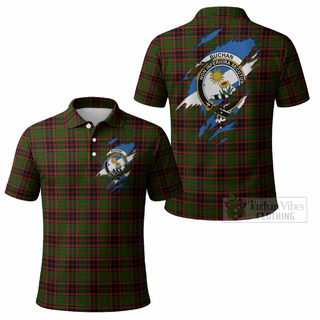 Buchan Clan Crest In Me Tartan Polo Shirt Scotland Flag Style