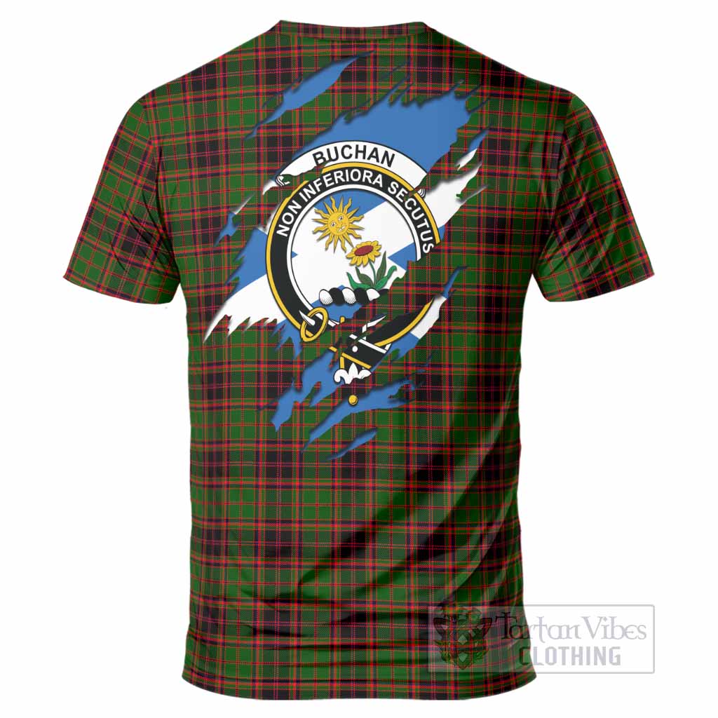 Buchan Clan Crest In Me Tartan T-Shirt Scotland Flag Style