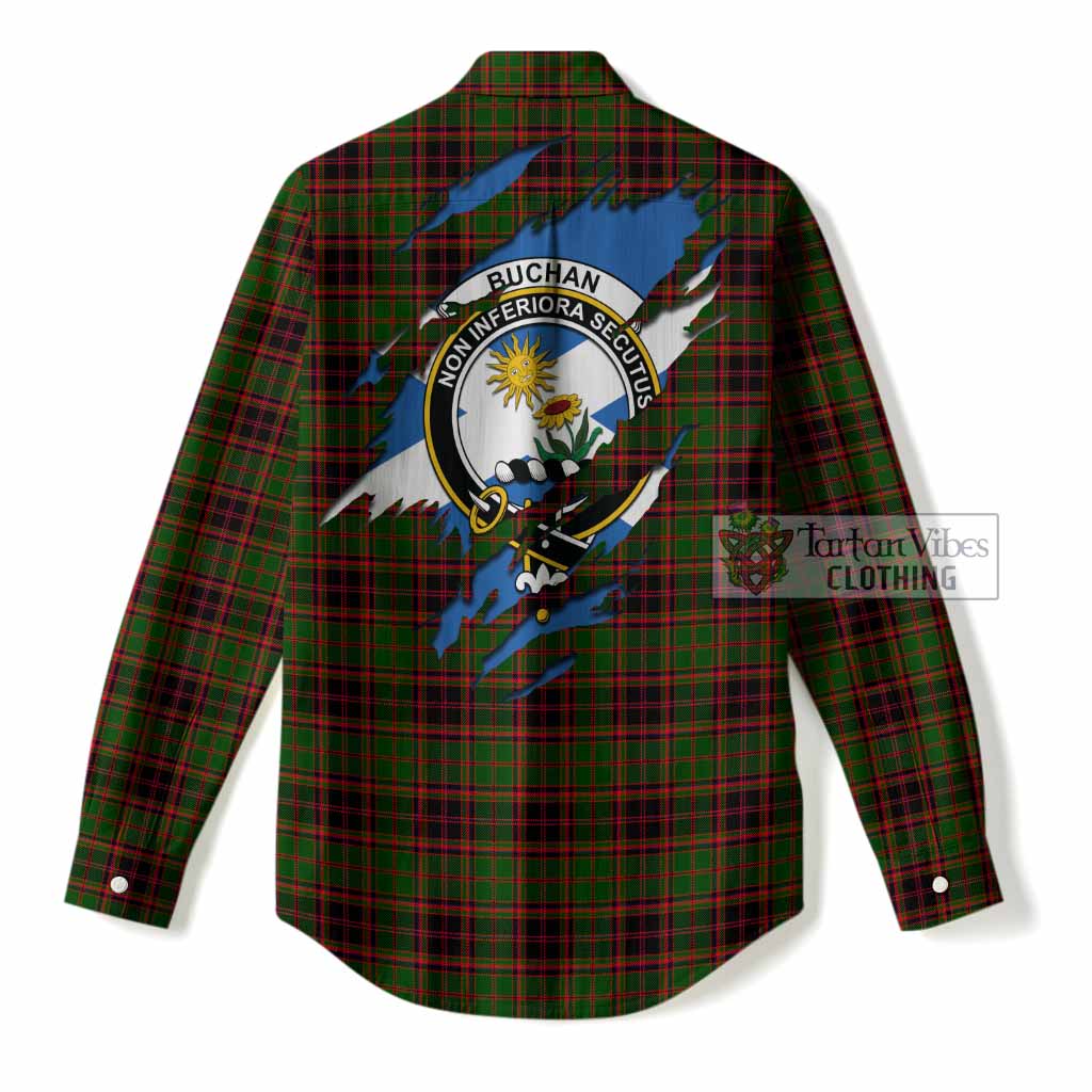Buchan Clan Crest In Me Tartan Women Casual Shirt Scotland Flag Style