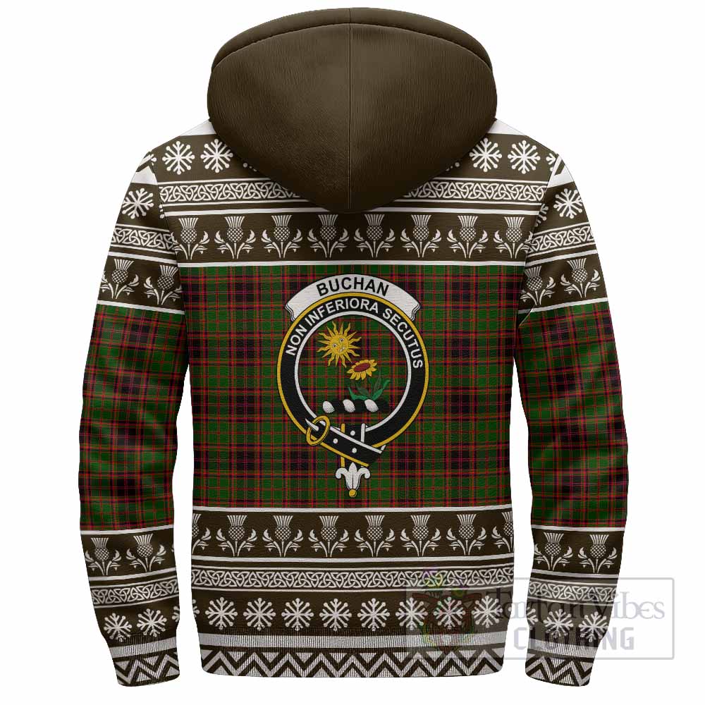 Buchan Clan Tartan Christmas Fleece Hoodie with Family Crest - Tartan Vibes Clothing