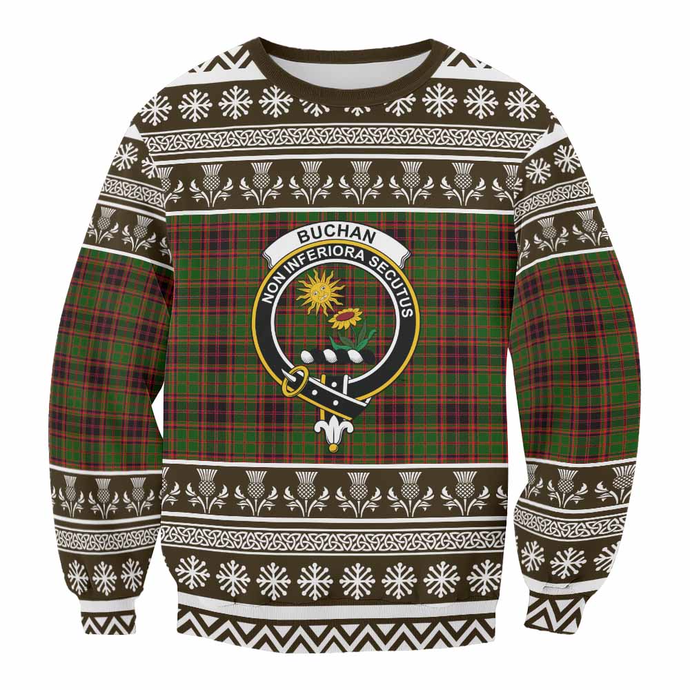 Buchan Clan Tartan Christmas Sweatshirt with Family Crest - Tartan Vibes Clothing