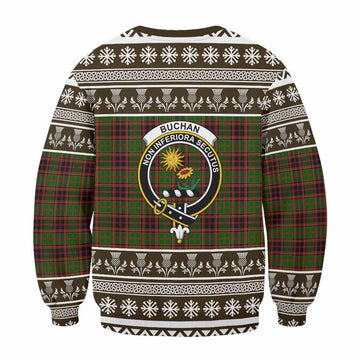 Buchan Clan Tartan Christmas Sweatshirt with Family Crest