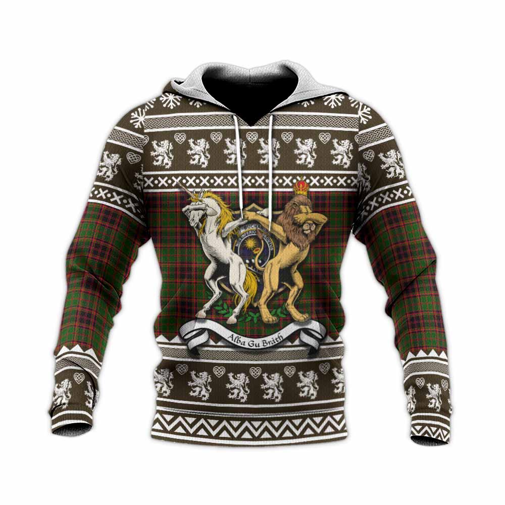 Buchan Clan Tartan Crest Christmas Knitted Hoodie Coat of Arms Funny Style - Tartan Vibes Clothing