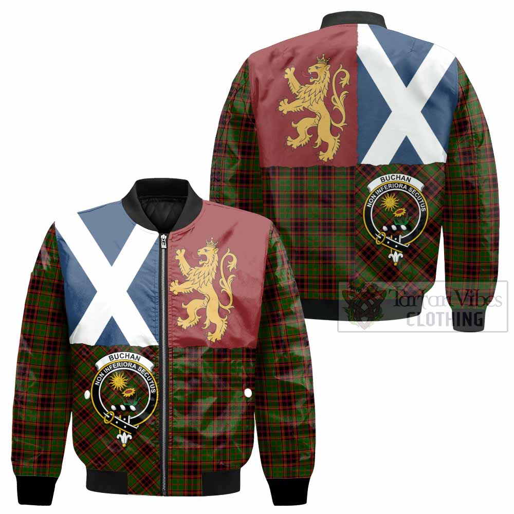 Buchan Crest Tartan Bomber Jacket with Lion Rampant Saltire Style