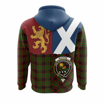 Buchan Crest Tartan Hoodie with Lion Rampant Saltire Style