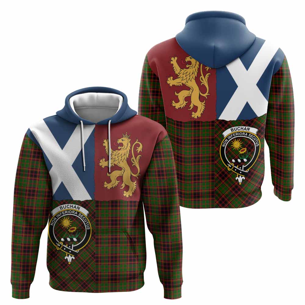 Buchan Crest Tartan Hoodie with Lion Rampant Saltire Style
