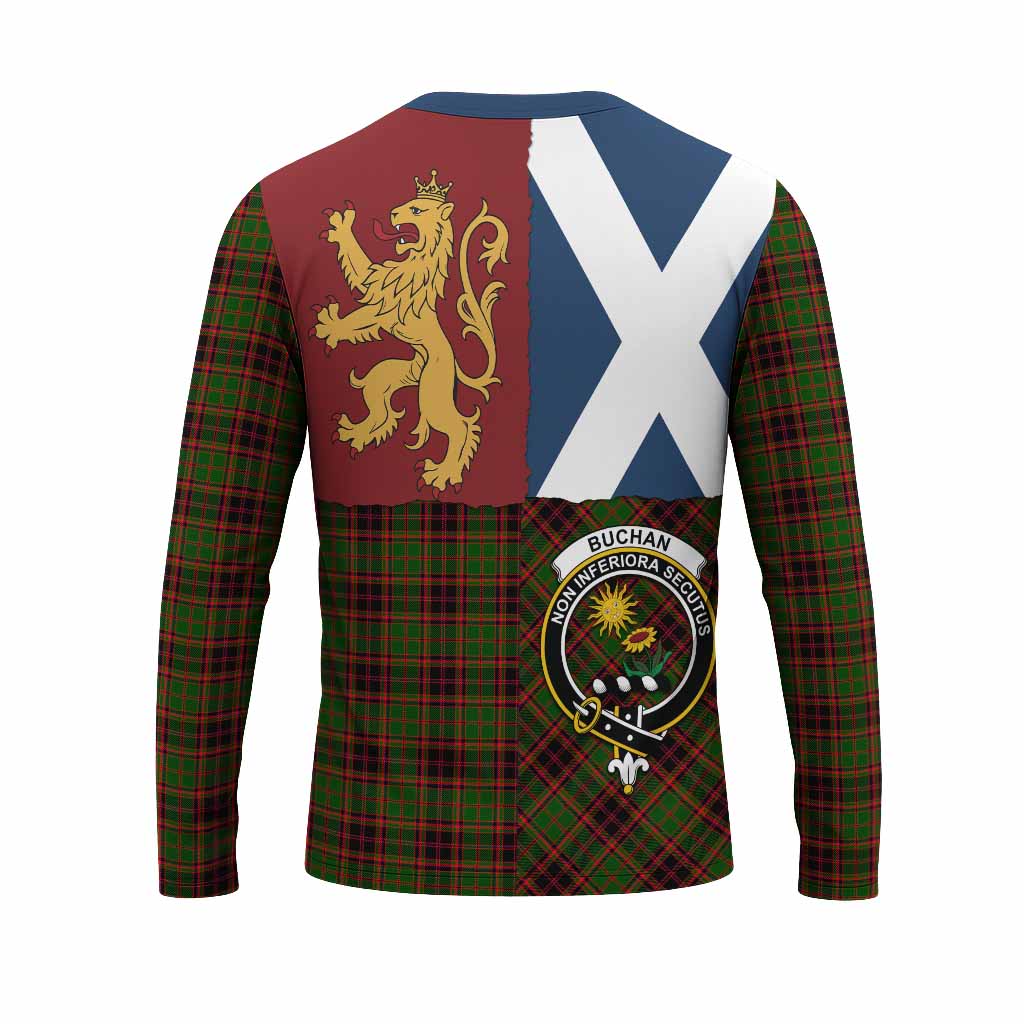 Buchan Crest Tartan Long Sleeve T-Shirt with Lion Rampant Saltire Style