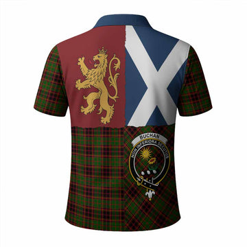 Buchan Crest Tartan Polo Shirt with Lion Rampant Saltire Style