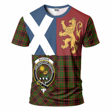 Buchan Crest Tartan T-Shirt with Lion Rampant Saltire Style
